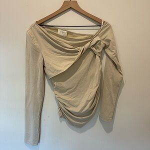 DISSH Cream Long Sleeve Off-Shoulder Top